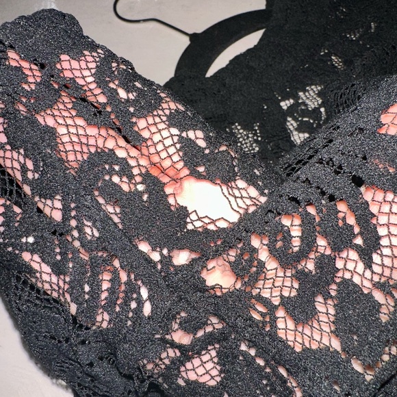 Free People Black Lace Floral MIDI Sheer Overlay Dress Cover Small - Picture 7 of 7